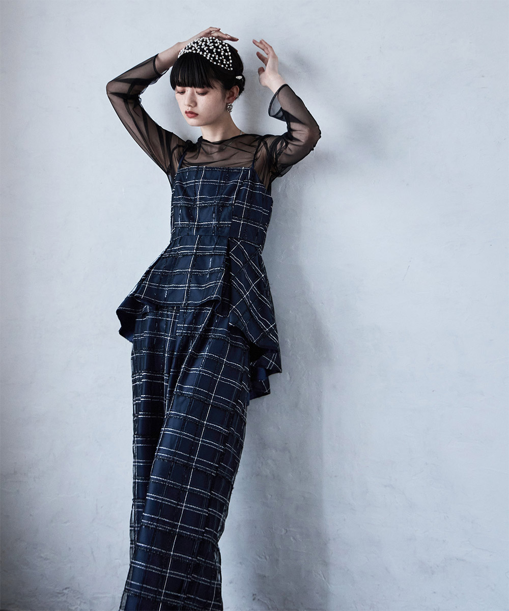 楽天市場】3pieceシアーチェックビスチェ＆タックワイドパンツ