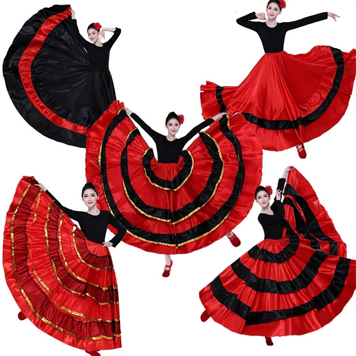 楽天市場】フラメンコスカート ダンス衣装 大きい裾 フレア ロング丈