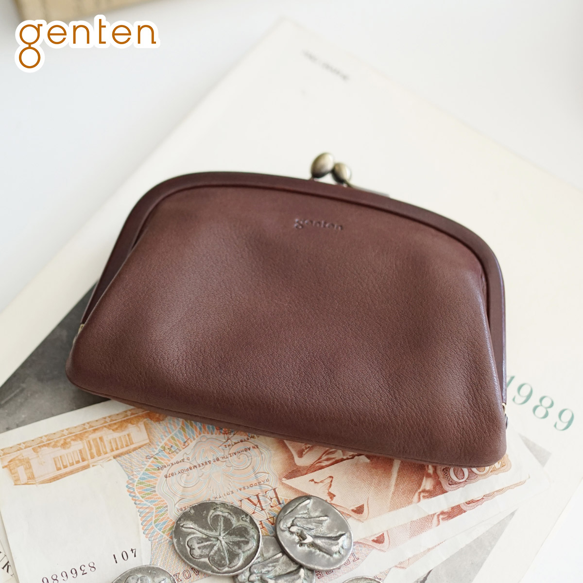 デ*丸様 genten ゲンテン 墨流し がま口財布 さいふ パイソン デ*丸様