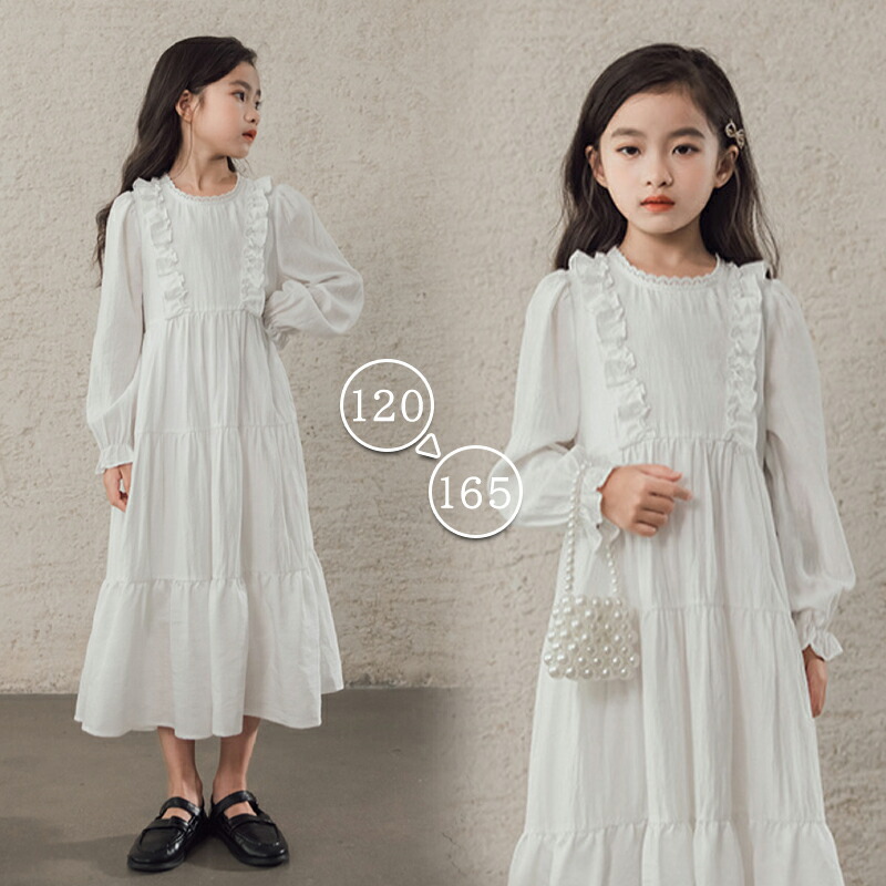 楽天市場】ワンピース 長袖 長袖ワンピース フリル レトロ 女の子