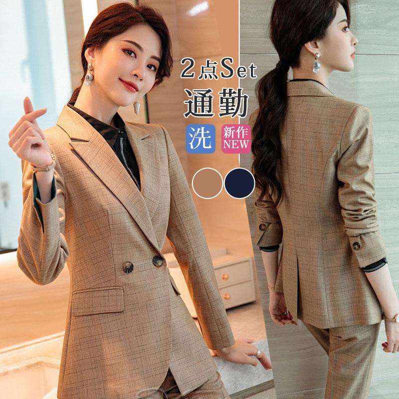 楽天市場】スーツセット パンツスーツ レディース チェック柄