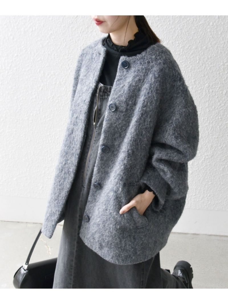 楽天市場】SHIPS any: シャギー ノーカラー コクーン コート SHIPS any