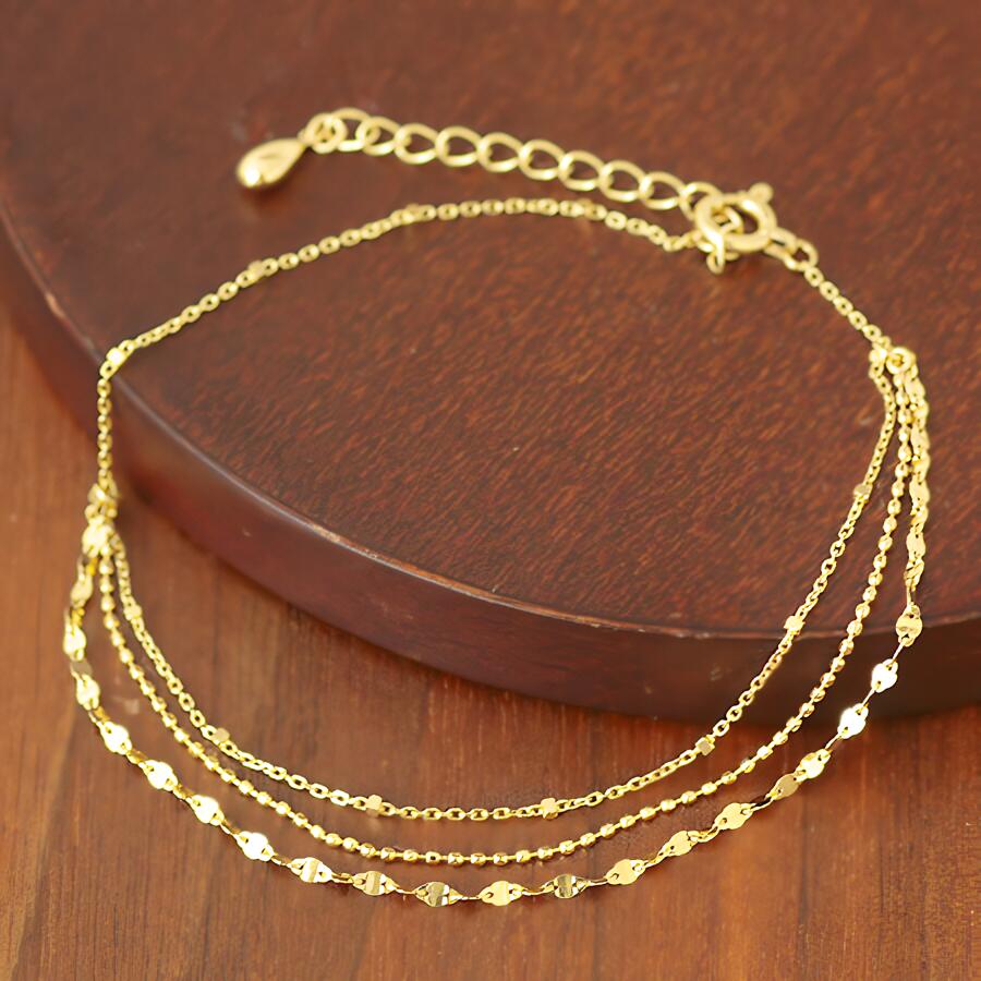 楽天市場】在庫限り 3連 ゴールド チェーン ブレスレット Glitter