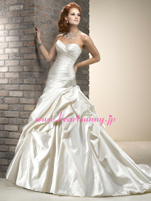楽天市場】ウェディングドレス Aライン☆A048☆光沢サテン ハート