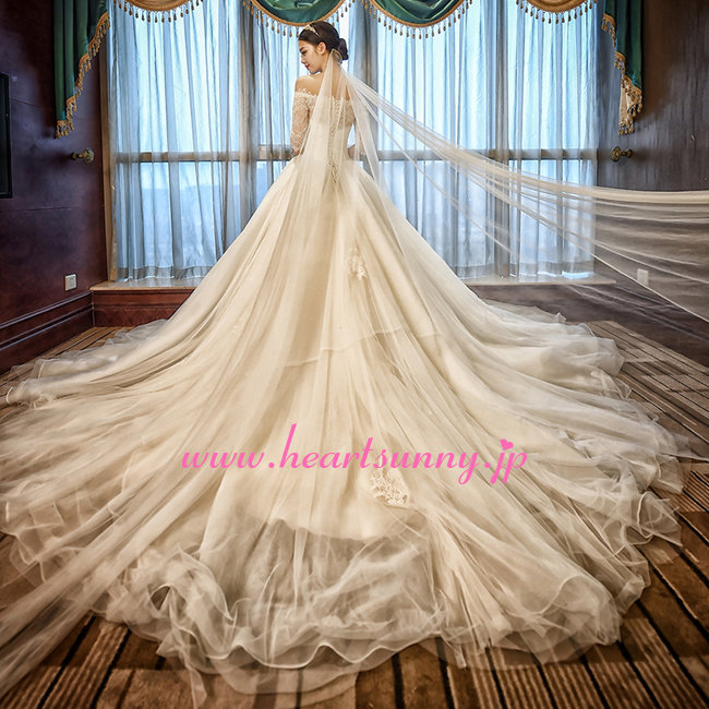 楽天市場】ウェディングドレス Aライン☆B113☆透明感レースオフ