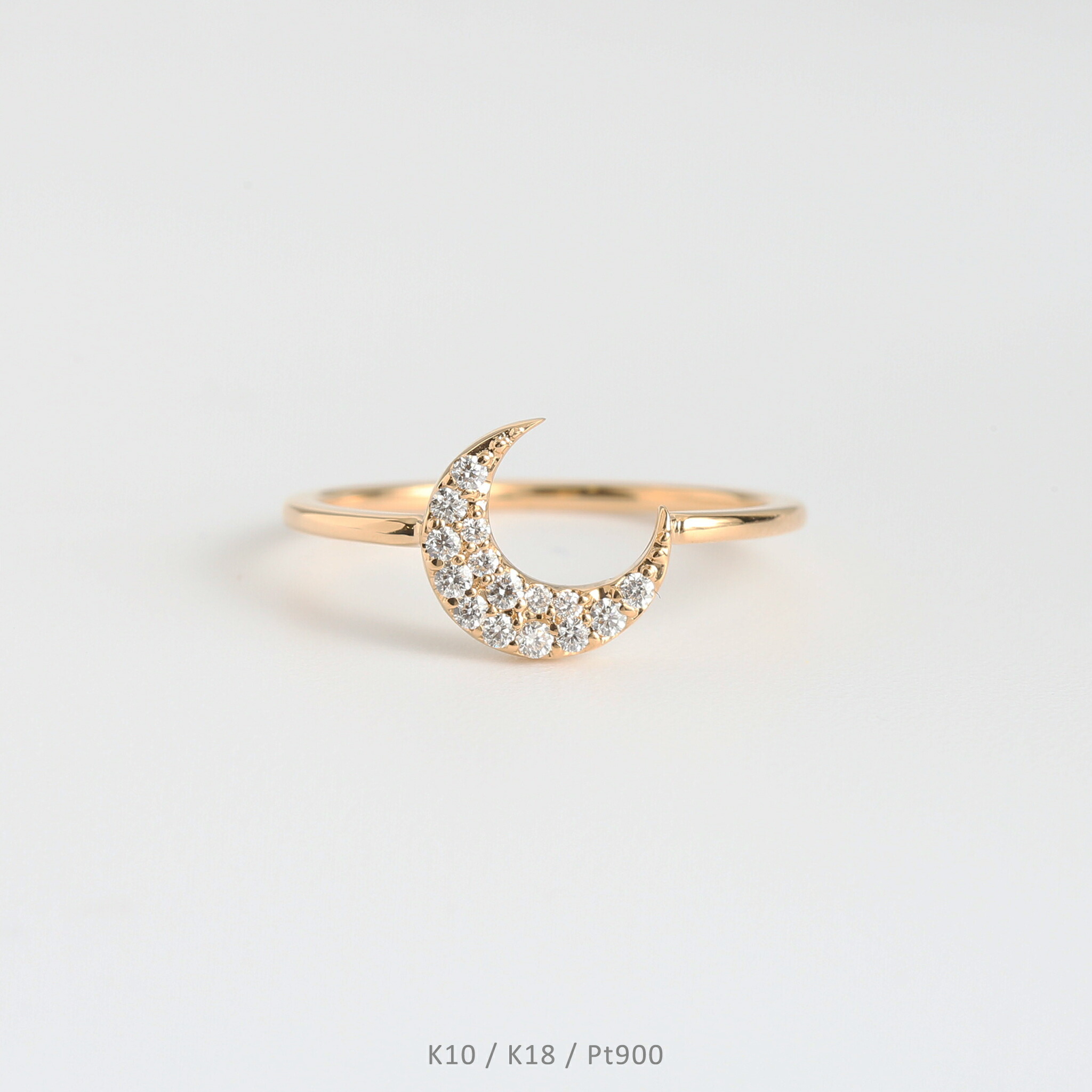 楽天市場】【Luna Ring】K10/K18/Pt900 三日月 モチーフ パヴェ