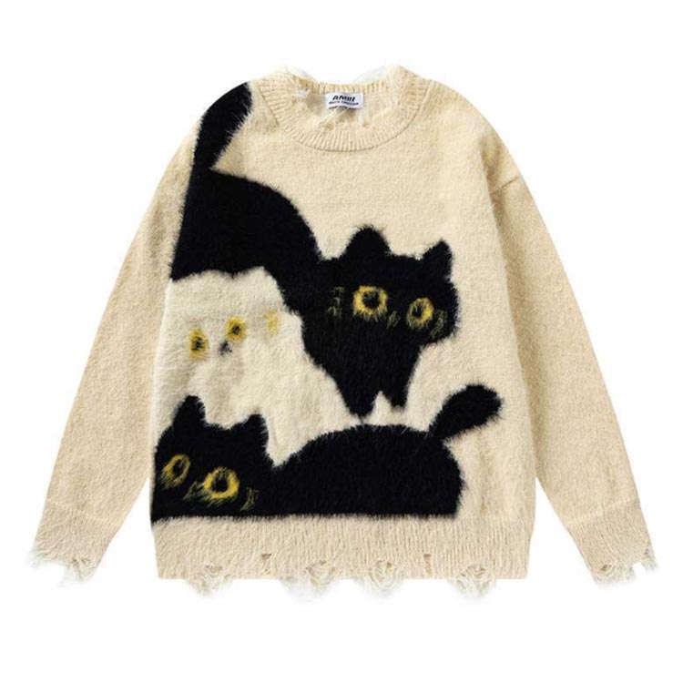 メ*3様 BONZO 手編み ニットセーター 黒 動物柄 WEB限定】アニマル総柄