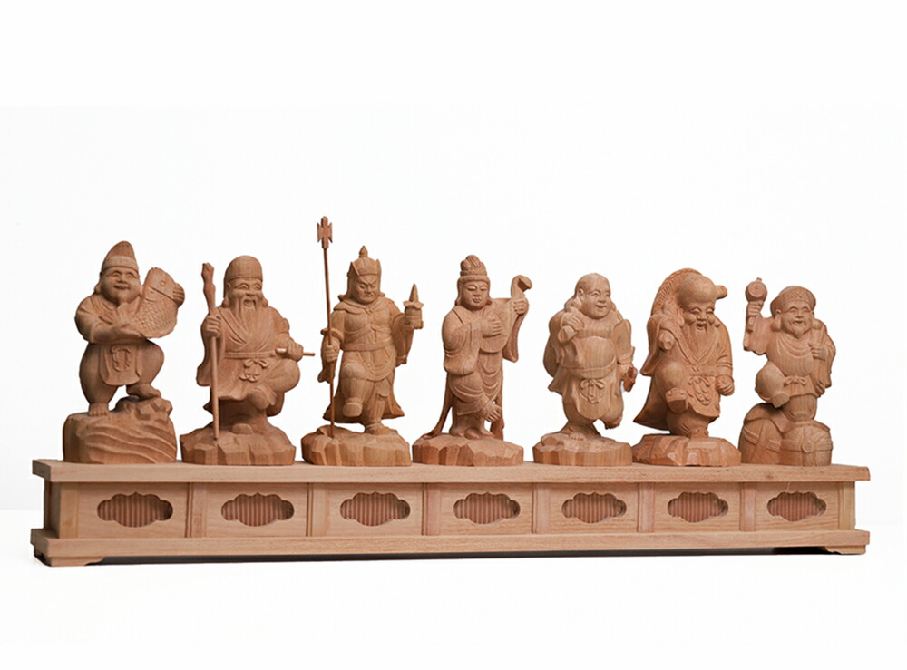 楽天市場】【横幅66cm】木彫り 七福神 置物 一刀彫 / 素材：けやき