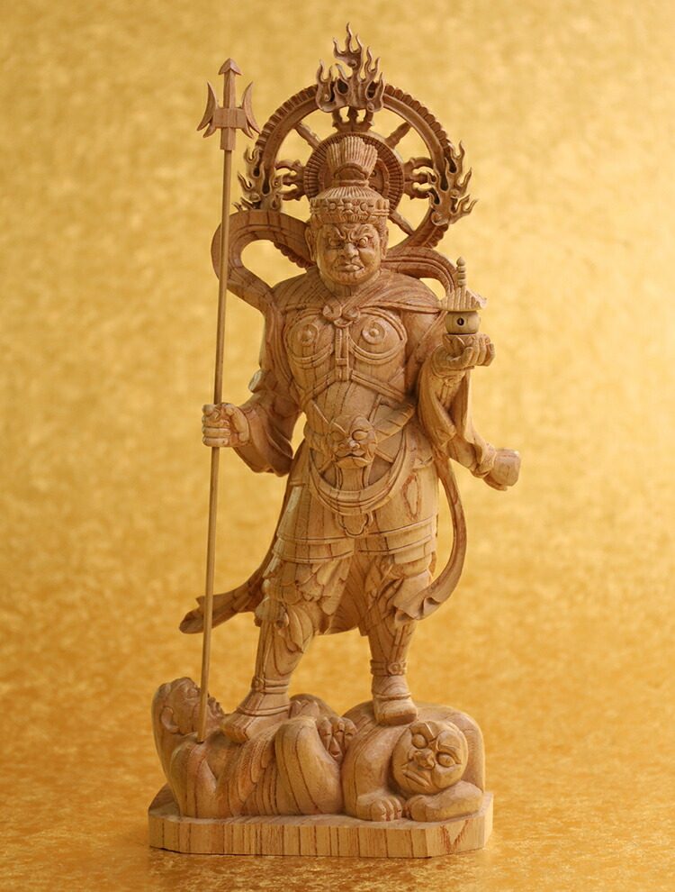 楽天市場】【総高33cm】毘沙門天 木彫り 仏像 縁起物 〜『一刀彫