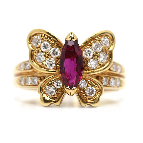 楽天市場】K18 蝶々モチーフリング 12号 約5.4g ルビー 0.68ct