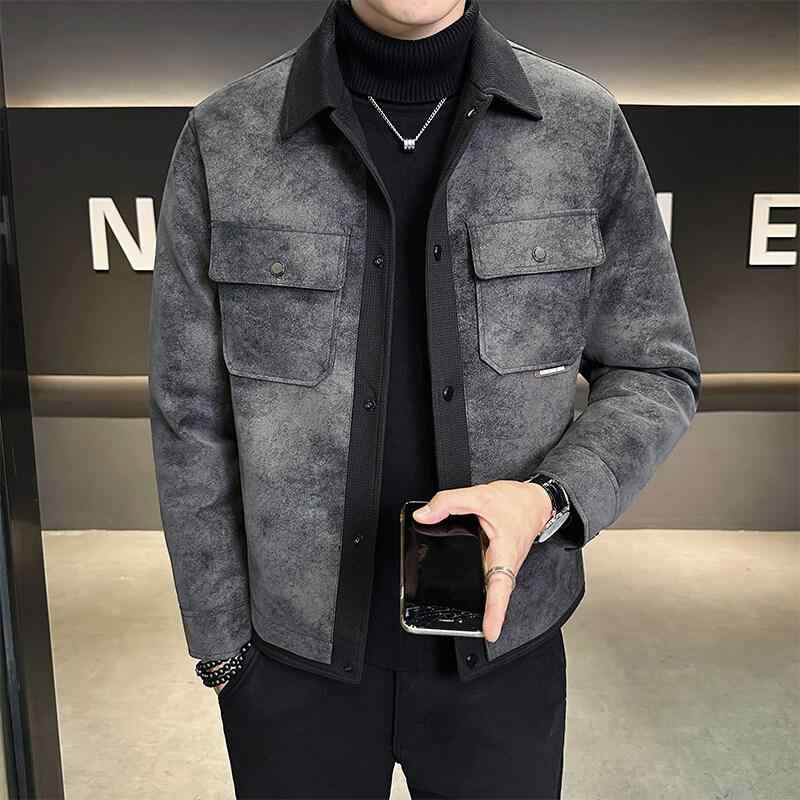 楽天市場】ダウンジャケット メンズ レザー 襟付き 秋冬 長袖 防寒