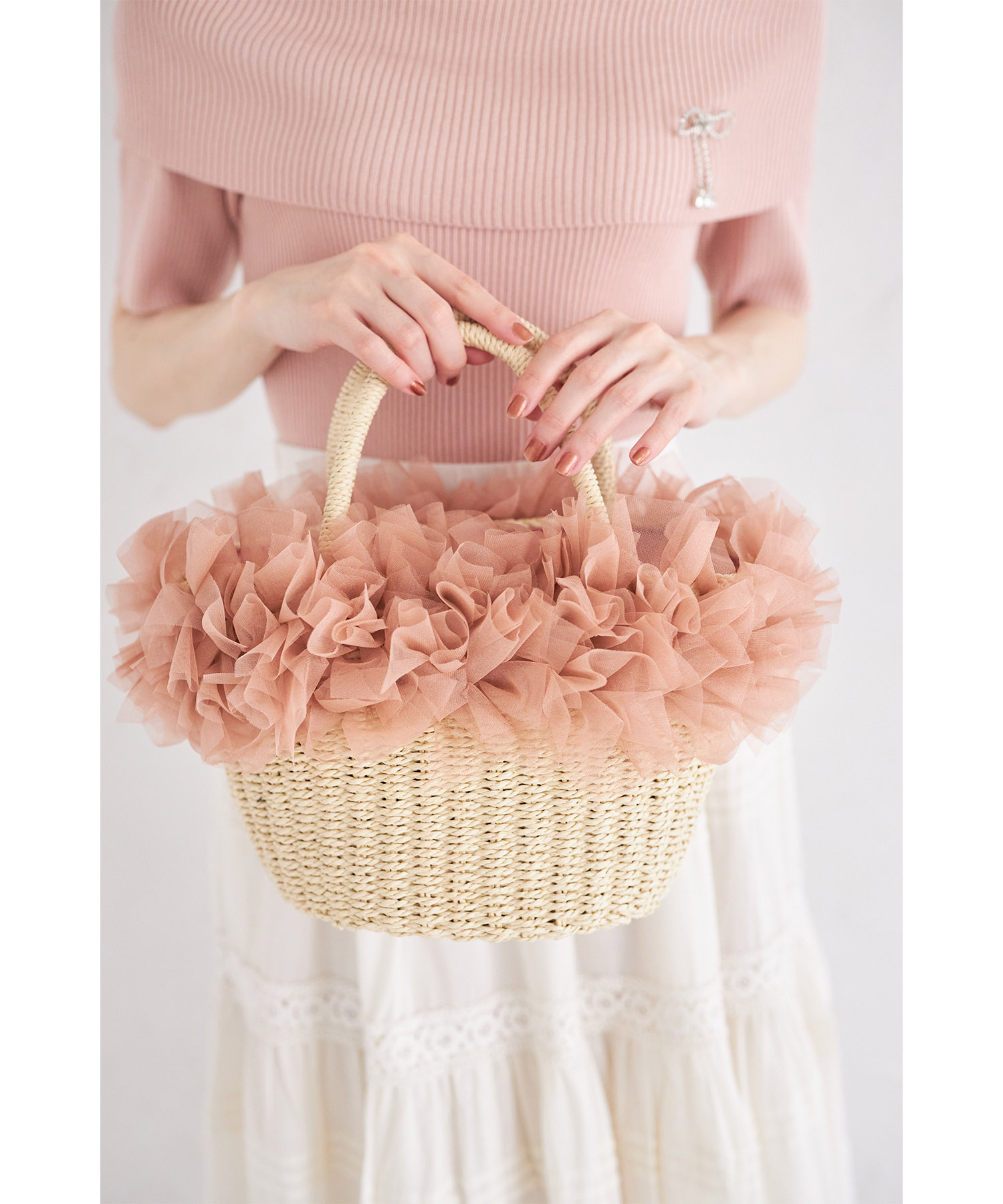 楽天市場】チュールフリルペーパーカゴバッグ【fimita フィミタ】tocco