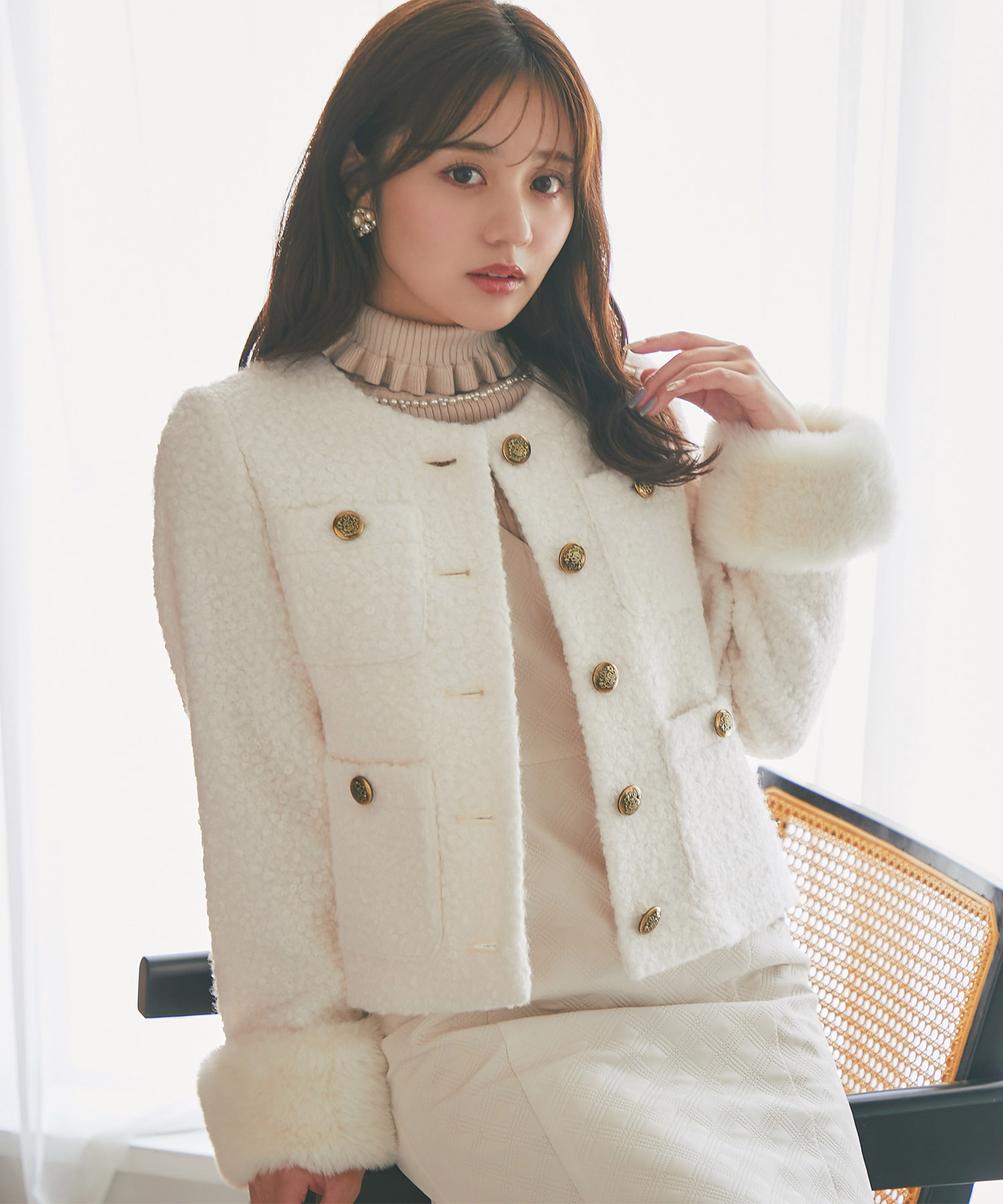 楽天市場】取り外し可能な袖口ファー付きブークレジャコット【fusary