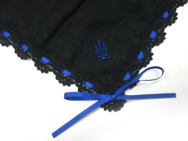 Moithe 燭台ロゴレースジャボ 黒×青 美品 モワティエ ブラックネイビー