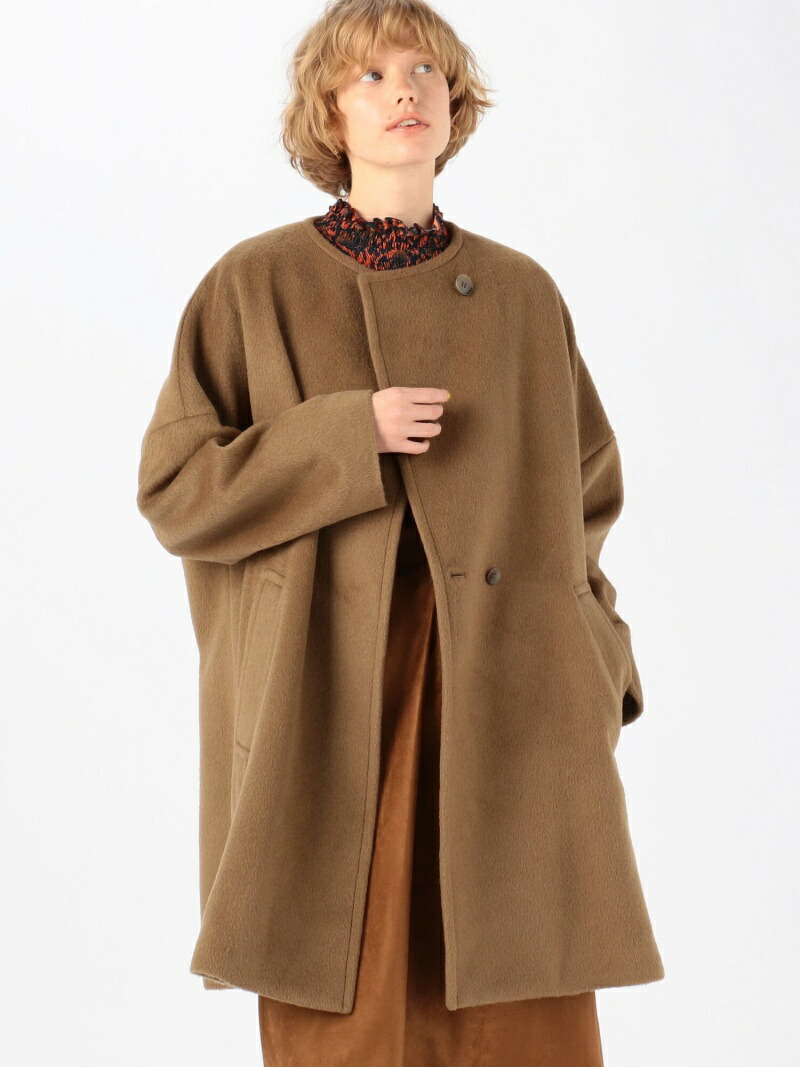 楽天市場】【SALE／40%OFF】ウールアルパカシャギー ノーカラーコート