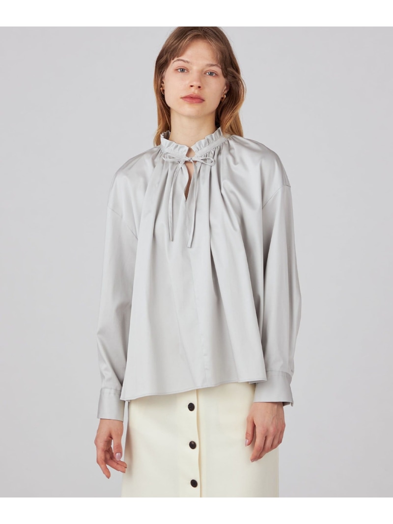 楽天市場】【SALE／60%OFF】ハイカウントサテン ネックフリルブラウス