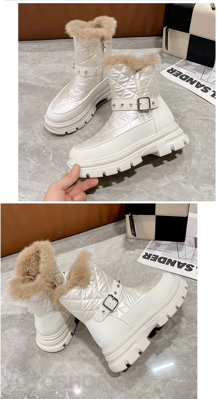 ホワイト ムートンブーツ ファー付き