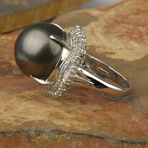 楽天市場】ブラックパール リング 16mm Pt900 黒真珠 タヒチ産 超大粒