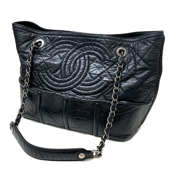 楽天市場】シャネル ヴィンテージカーフ トートバッグ 黒 ソフトレザー