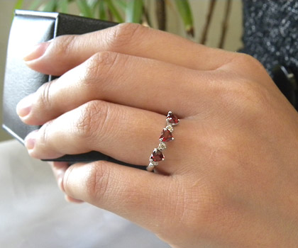 楽天市場】K18 ガーネット ダイヤモンド ハート リング 「carino