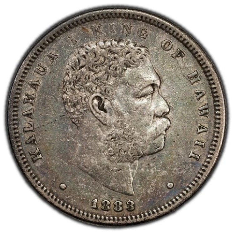 ハワイ 銀貨 1/4 D 本物保証 招*@様 1883年 ハワイ カラカウア王 1/4D