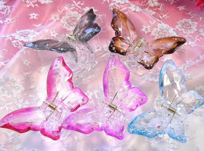 ち*ろ様 ピンクのクリスタルヘアクリップ ち*ろ様 ピンクのクリスタル