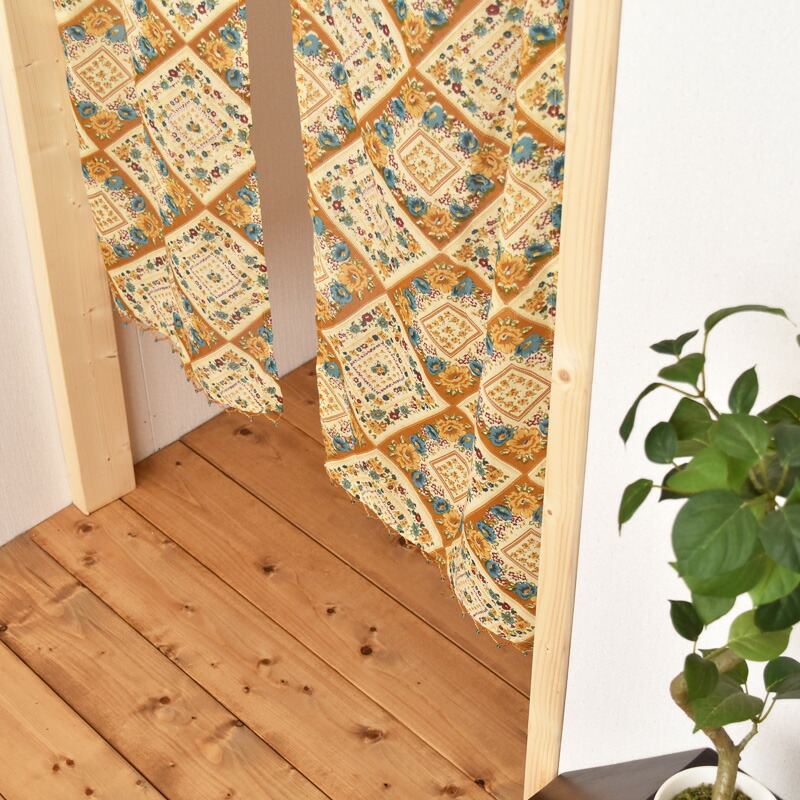 楽天市場】のれん パッチワーク 85×150cm イエロー インド綿100