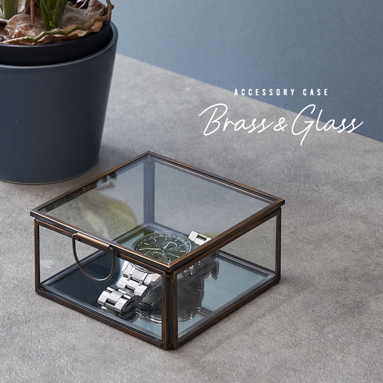 楽天市場】ガラスと真鍮でできた鏡付き収納ケース アンティーク