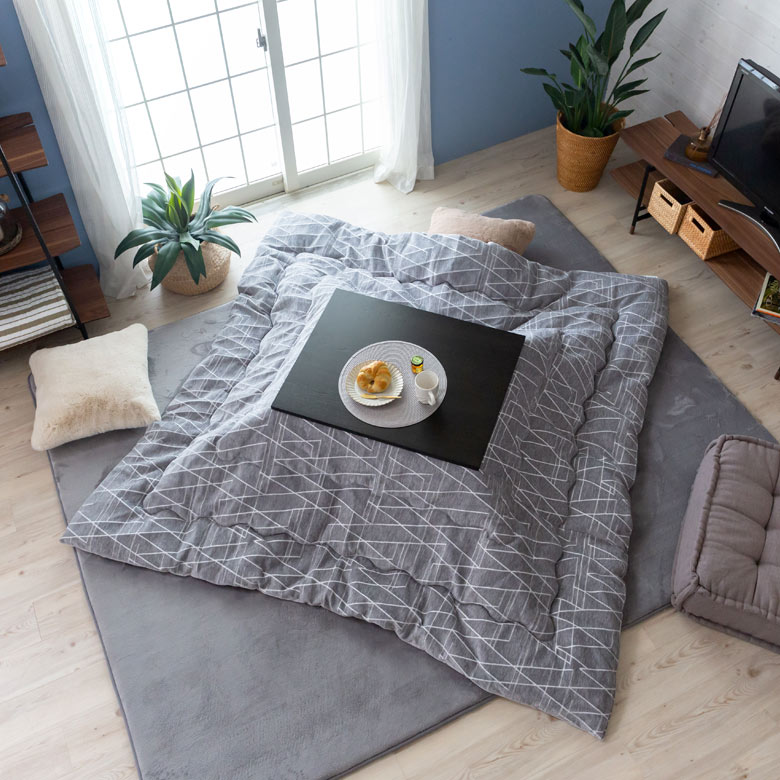 楽天市場】こたつ布団 正方形 薄掛け W 200 × D 200 ネイビー グレー