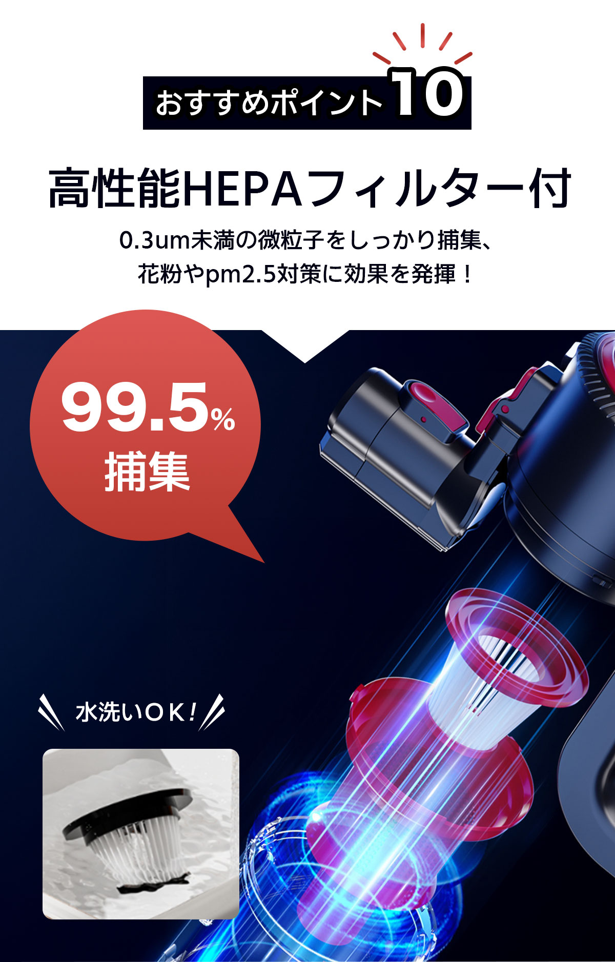 楽天市場】掃除機 コードレス 軽量 ハンディ掃除機 強力吸引 パイクが