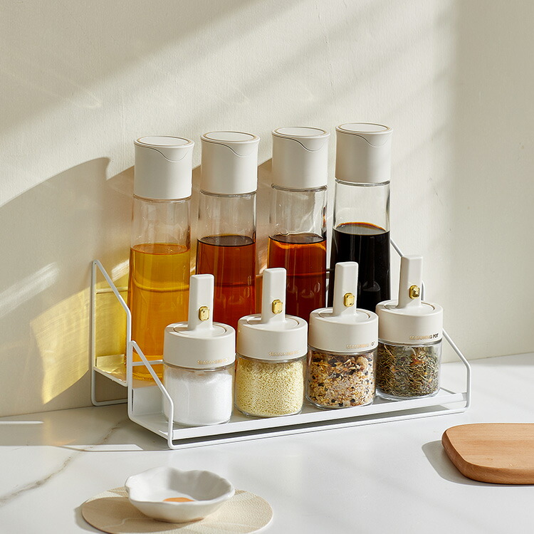 楽天市場】ZASA 調味料容器セット7点 9点 セット ラック付き スタンド