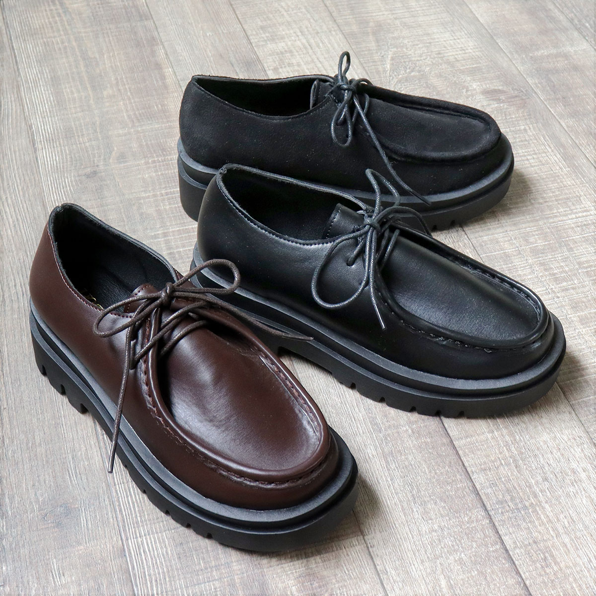 楽天市場】チロリアンシューズ レディース 紐靴 モカシン 厚底 5cm