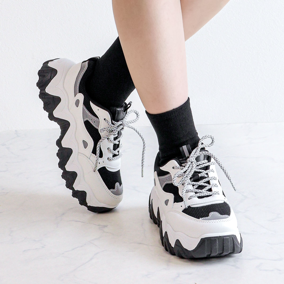 楽天市場】スニーカー レディース 厚底 白 ダッドスニーカー