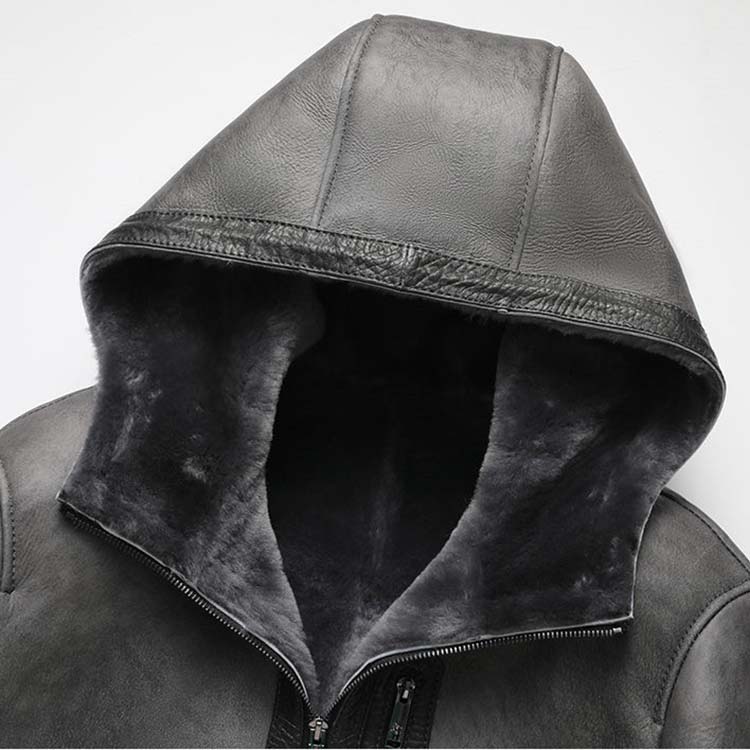 楽天市場】Wフェイス ラムムートンジャケット フード付き ラムレザー