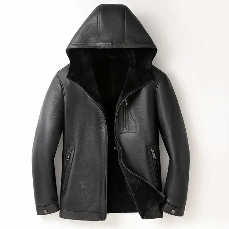 楽天市場】Wフェイス ラムムートンジャケット フード付き ラムレザー