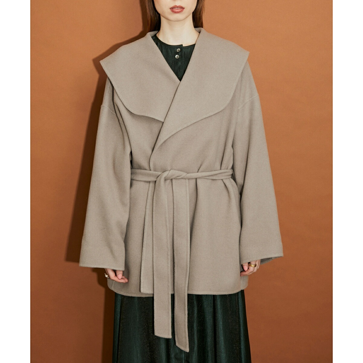 楽天市場】＜ハーフ丈＞ショールカラーリバーコート／マドモアゼル