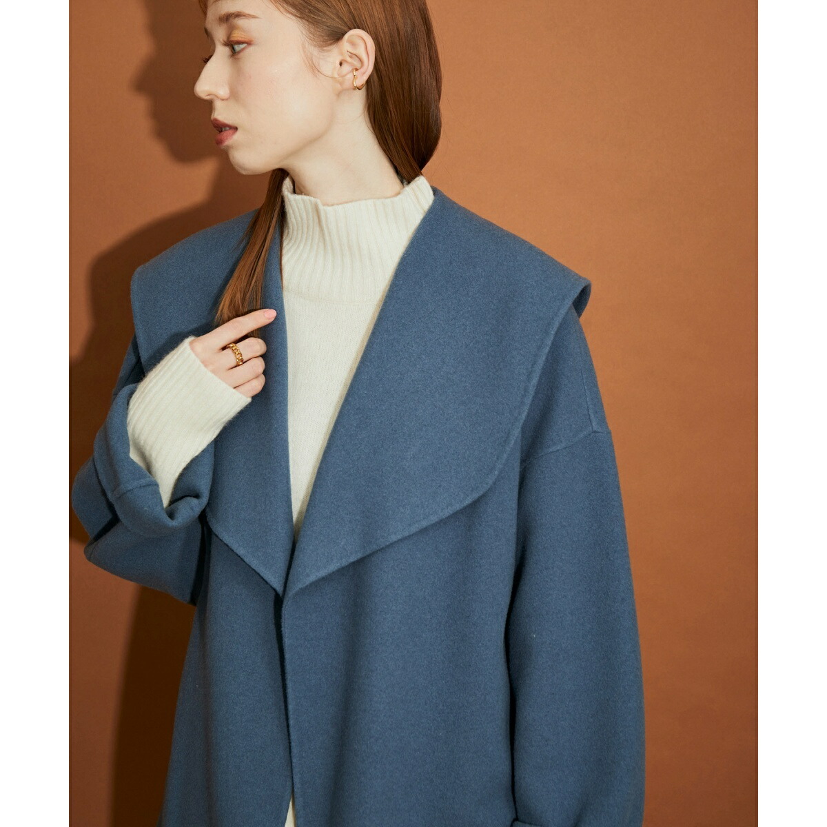 楽天市場】＜ハーフ丈＞ショールカラーリバーコート／マドモアゼル