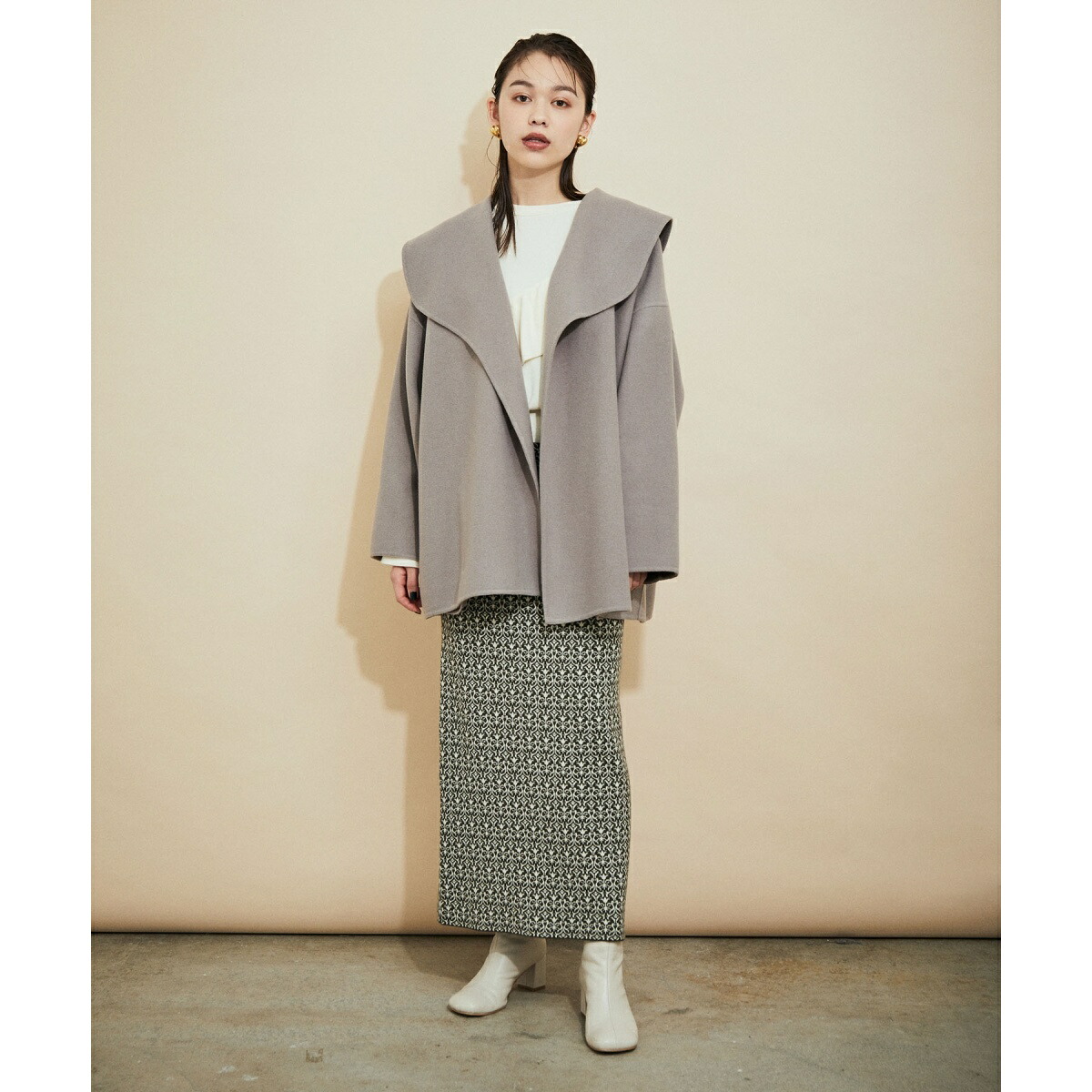 楽天市場】＜ハーフ丈＞ショールカラーリバーコート／マドモアゼル