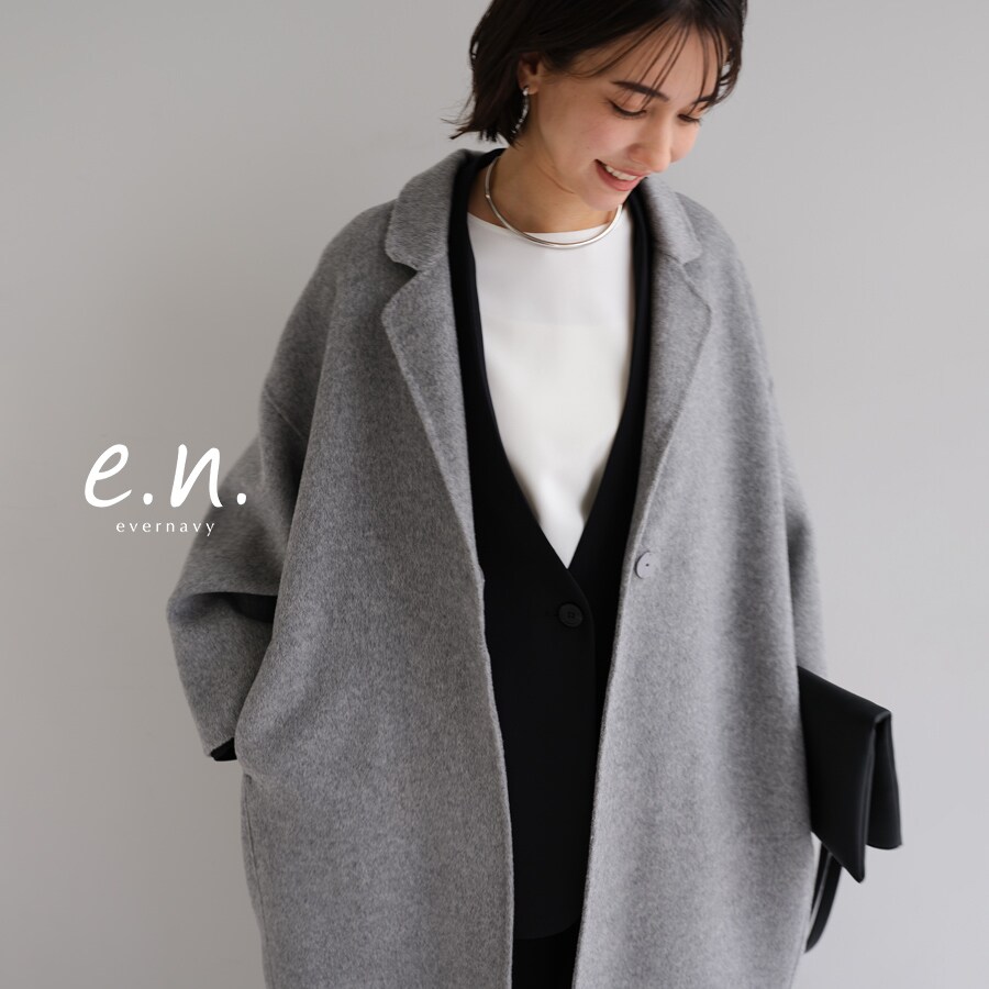 楽天市場】リバー ロング コクーン コート evernavy エバーネイビー