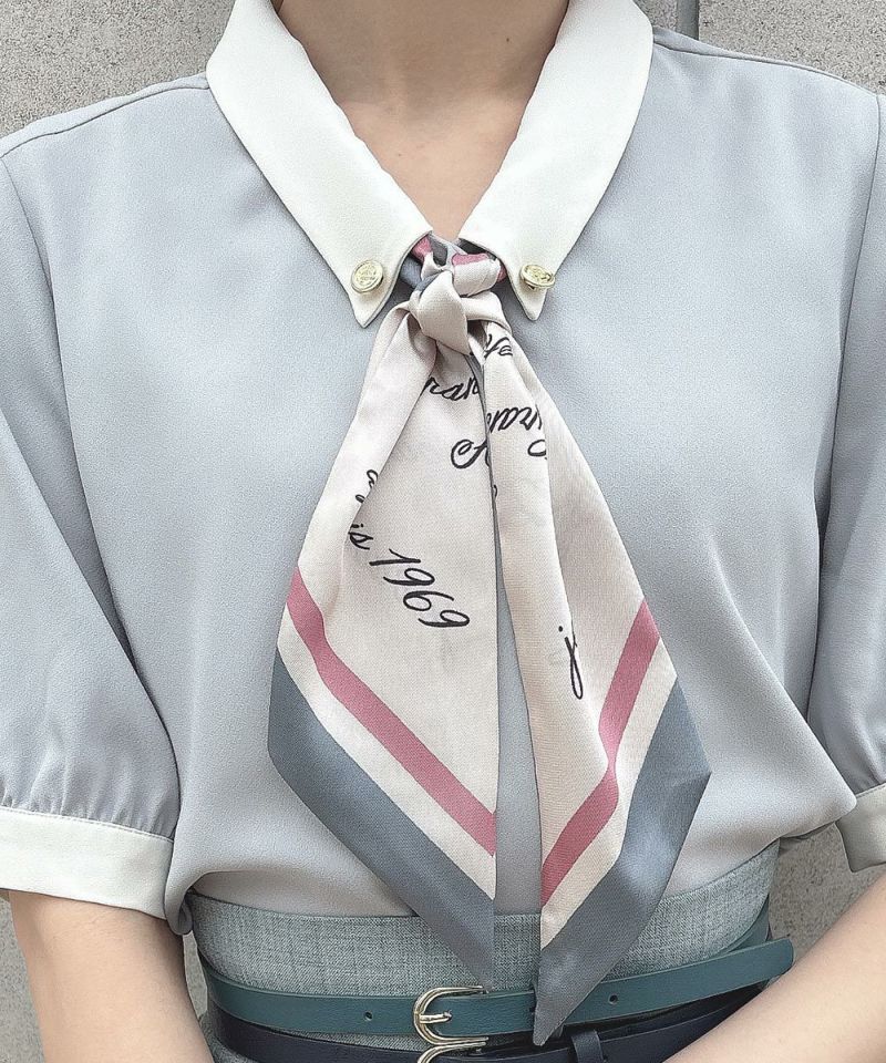 楽天市場】【洗える】ロゴ ライン スカーフ付き 5分袖 シャツ／アン