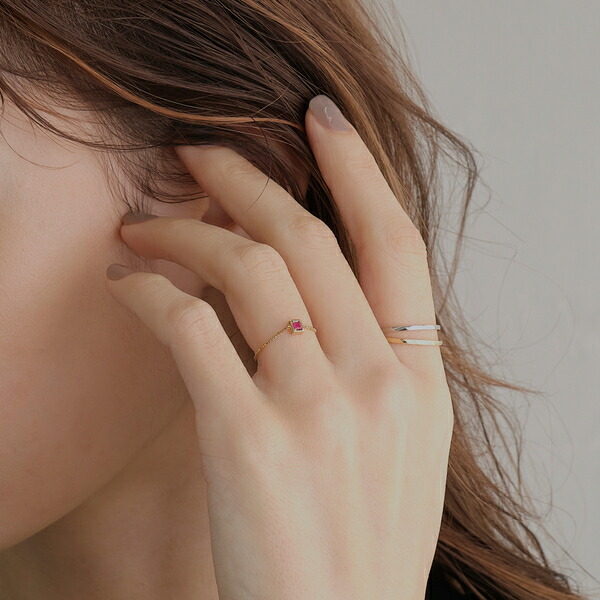 楽天市場】【K10】天然石チェーンリング／7月誕生石／ルビー/ピンキー