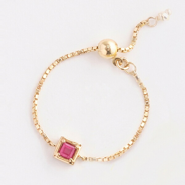 楽天市場】【K10】天然石チェーンリング／7月誕生石／ルビー/ピンキー