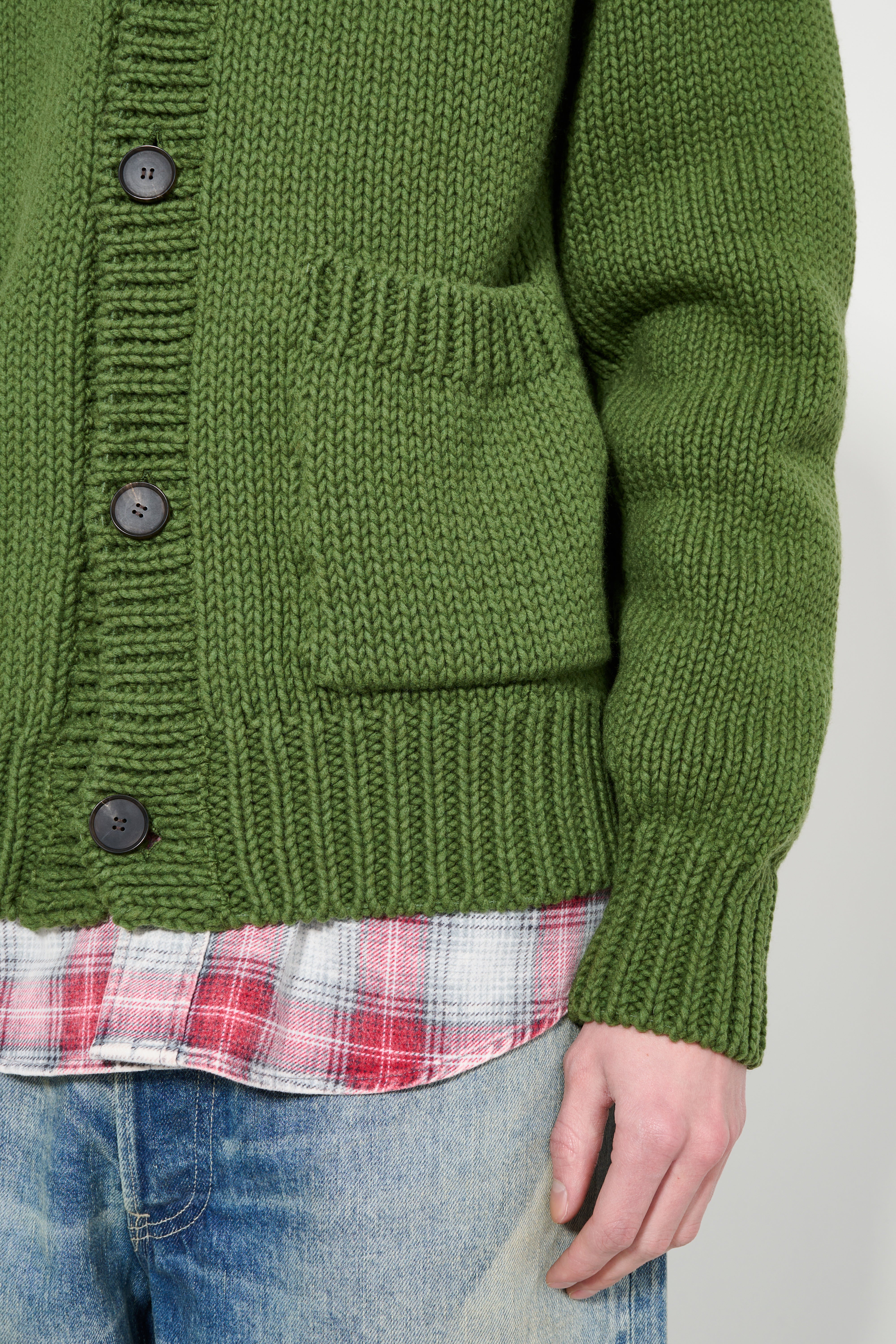 Auralee Wool Cashmere Felted Knit Cardigan Olive – Très Bien