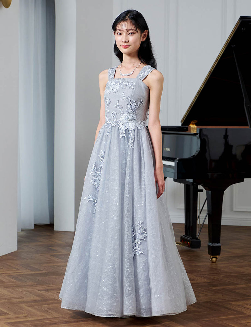 小中学生 コンクールドレス・発表会ドレスにお薦めペールグレーロング