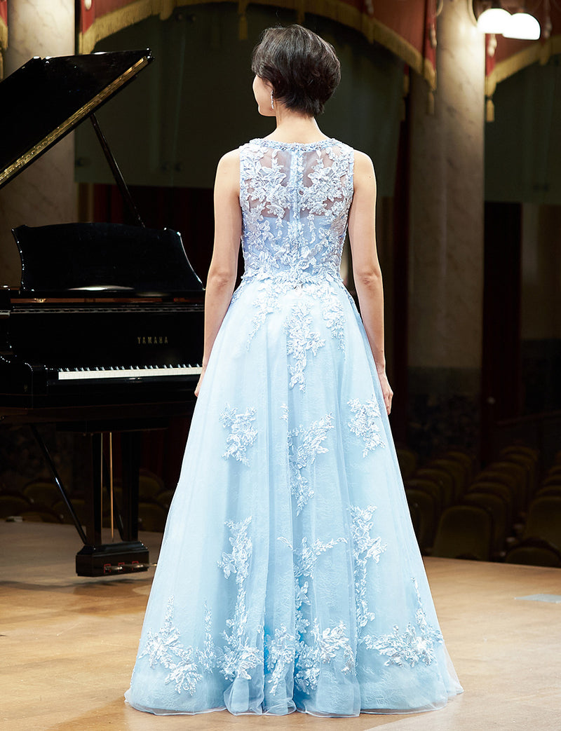 アイスブルー 演奏会ドレス・ステージドレスにお薦めロングドレス