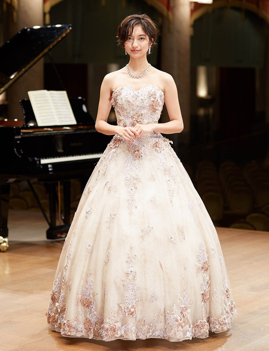 シャンパンベージュロングドレス・TW1901-CBEG｜演奏会・発表会ドレス