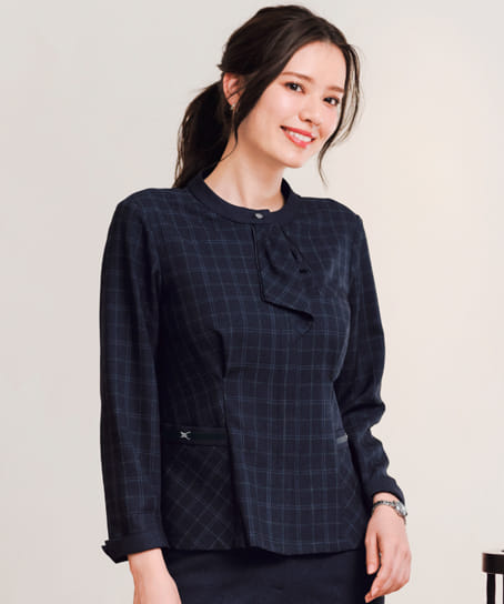 全2色】ソフトジャケット（チェック柄・ストレッチ・エコ） AJ0295