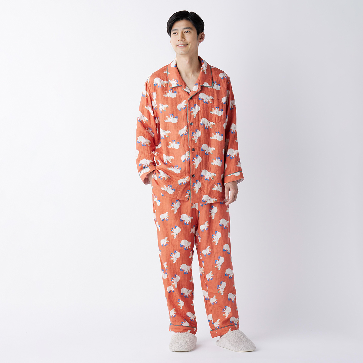 再値下げ】マシュマロガーゼアニマルプリントパジャマ（RPZ28183