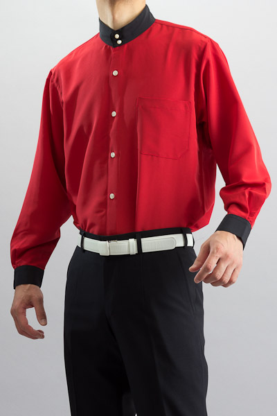 デザインスタンドカラーシャツ | 赤いスタンドカラーシャツ【メンズ