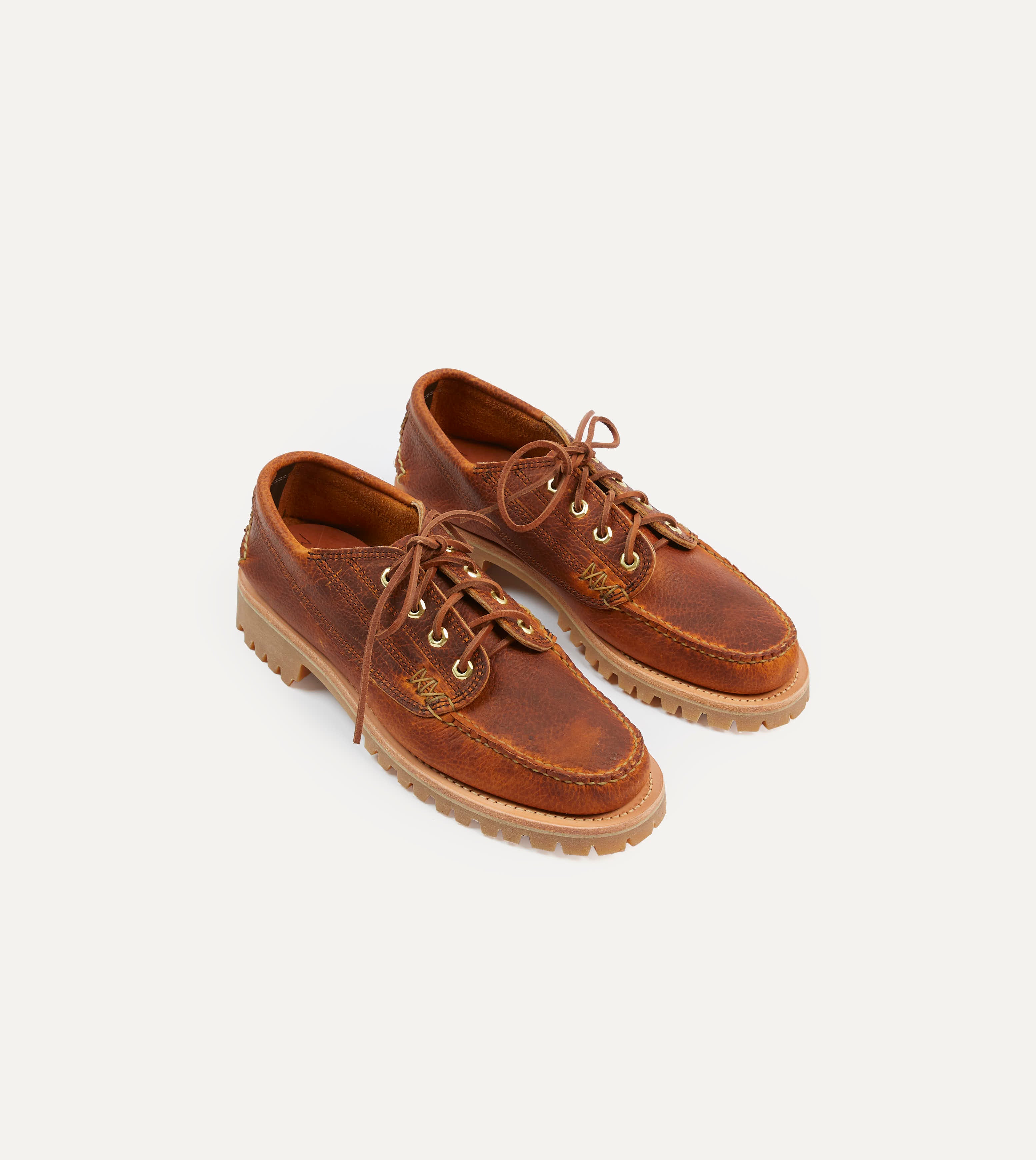 Yuketen Brown Leather Angler Moc Shoe – Drakes US